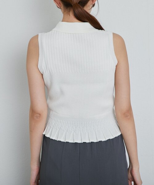 La boutique BonBon(ラブティックボンボン)の「【ヘルシー&フェミニン】変形リブポロ衿ノースリニット(ニット/セーター・レディース・ホワイト/サックスブルー/ピンク・FREE)」の21枚目の写真