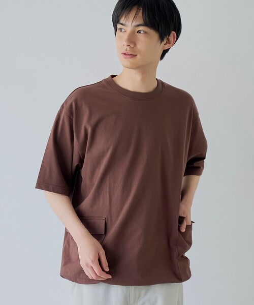 coen(コーエン)の「ガーデンポケットTシャツ(Tシャツ/カットソー・メンズ・モカ/ホワイト/ダークグレー・S/M/L/XL)」の3枚目の写真