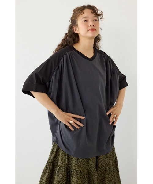 RODEO CROWNS WIDE BOWL(ロデオクラウンズワイドボウル)の「配色ドルマントップス(Tシャツ/カットソー・レディース・ブラック/オフホワイト/カーキ・FREE)」の9枚目の写真