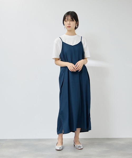 Mac-House(マックハウス)の「Free Nature キャミワンピース×Tシャツ アンサンブル(ワンピース・レディース・ブラック/ブルー/ベージュ系その他/ブラック系その他・L/M)」の4枚目の写真