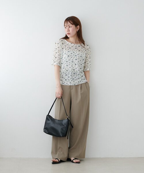 DISCOAT(ディスコート)の「花柄シャーリング半袖プルオーバー(Tシャツ/カットソー・レディース・ミント/アイボリー/ブラック・FREE)」の12枚目の写真