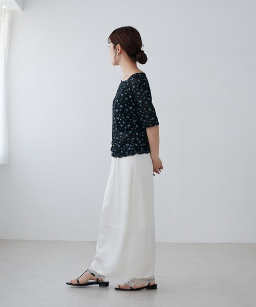 DISCOAT(ディスコート)の「花柄シャーリング半袖プルオーバー(Tシャツ/カットソー・レディース・ミント/アイボリー/ブラック・FREE)」の15枚目の写真