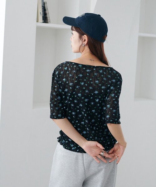DISCOAT(ディスコート)の「花柄シャーリング半袖プルオーバー(Tシャツ/カットソー・レディース・ミント/アイボリー/ブラック・FREE)」の22枚目の写真