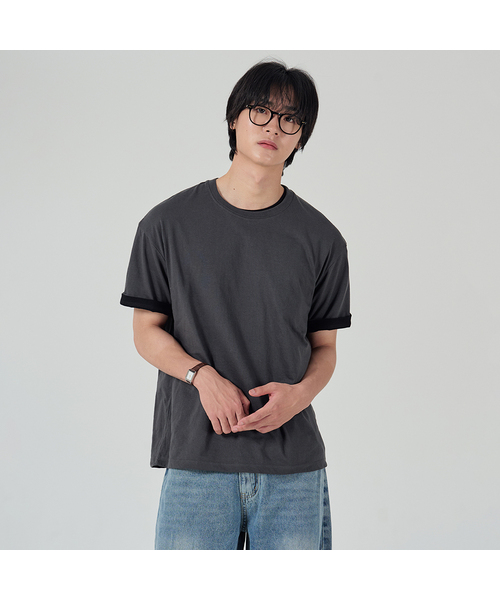 OWSA（オウサ）の「エッセンシャル無地半袖Tシャツ7カラー（Tシャツ/カットソー・メンズ・ホワイト/ブラック/ライトグレー/ベージュ/ブルー/ネイビー/チャコール・MEDIUM/LARGE/X-LARGE）」の4枚目の写真