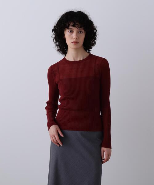 YLEVE（イレーヴ）の「YLEVE / SHEER RIB KNIT LONG SLEEVE PULLOVER（ニット/セーター・レディース・レッド/ブルー/ネイビー・1）」の3枚目の写真