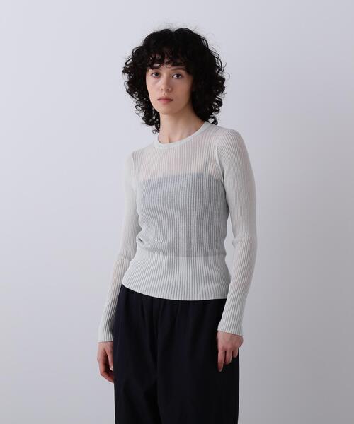 YLEVE（イレーヴ）の「YLEVE / SHEER RIB KNIT LONG SLEEVE PULLOVER（ニット/セーター・レディース・レッド/ブルー/ネイビー・1）」の2枚目の写真
