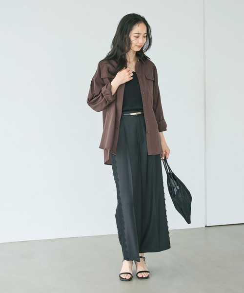 Andemiu(アンデミュウ)の「レースラインストレートパンツ(スラックス・レディース・ブラック/ライトブラウン/ベージュ・SMALL/MEDIUM)」の5枚目の写真