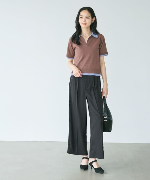 Andemiu(アンデミュウ)の「レースラインストレートパンツ(スラックス・レディース・ブラック/ライトブラウン/ベージュ・SMALL/MEDIUM)」の9枚目の写真