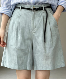 ベルト付きタックハーフパンツ