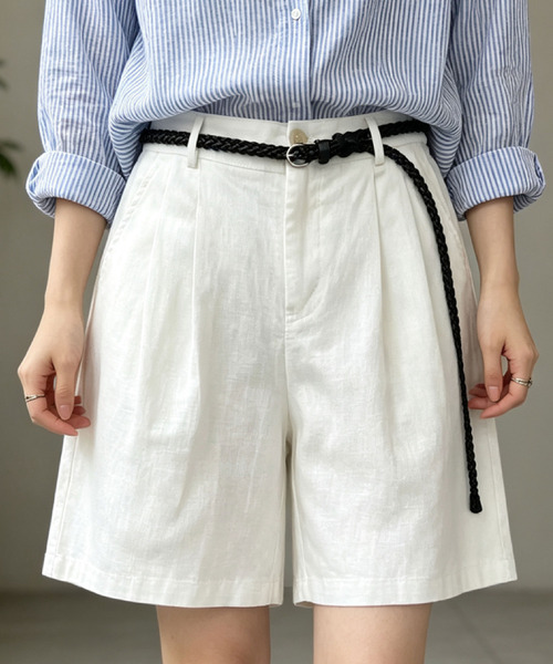 2ly2(トゥーリートゥー)の「ベルト付きタックハーフパンツ(その他パンツ・レディース・ブラック/ベージュ/ブルー/ホワイト・FREE)」の7枚目の写真