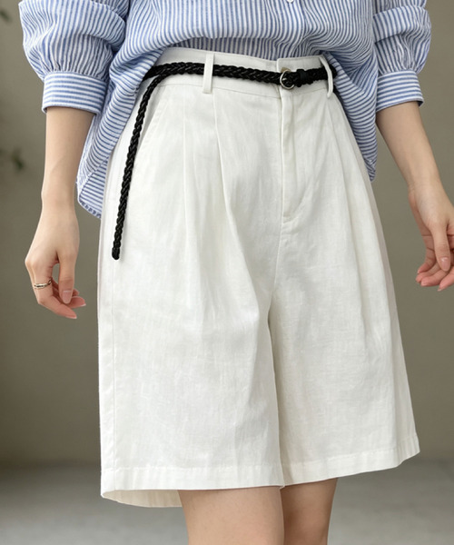 2ly2(トゥーリートゥー)の「ベルト付きタックハーフパンツ(その他パンツ・レディース・ブラック/ベージュ/ブルー/ホワイト・FREE)」の9枚目の写真
