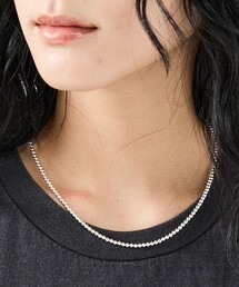 【Indian Jewelry/インディアンジュエリー】ナバホパールネックレス/3mm丸玉50cm/シルバー