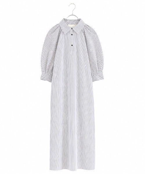 Marilyn Moon(マリリンムーン)の「modern strip volume sleeve dress(ワンピース・レディース・ブラック×ホワイト/ホワイト×ブラック・FREE)」の1枚目の写真