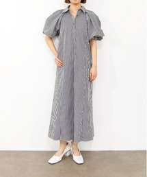 modern strip volume sleeve dress