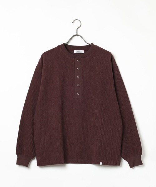 GEORGE'S(ジョージズ)の「【MENS】ニットソードットボタンヘンリー(Tシャツ/カットソー・メンズ・チャコールグレー/ワインレッド・MEDIUM/LARGE)」の3枚目の写真