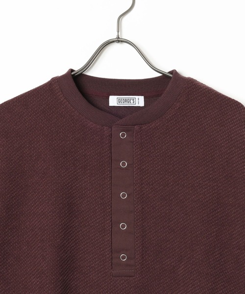 GEORGE'S(ジョージズ)の「【MENS】ニットソードットボタンヘンリー(Tシャツ/カットソー・メンズ・チャコールグレー/ワインレッド・MEDIUM/LARGE)」の5枚目の写真