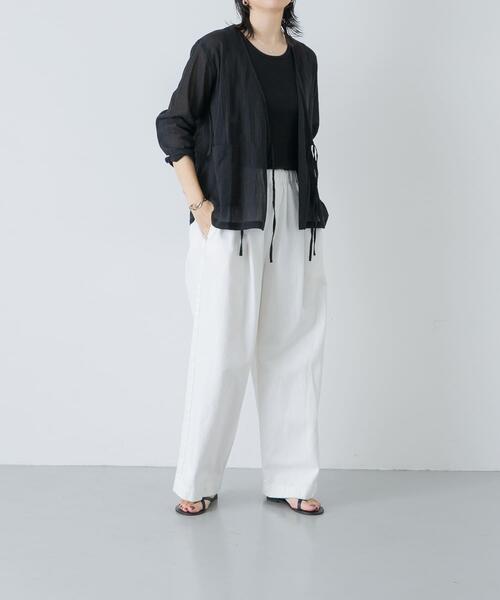 かぐれ（カグレ）の「シアーカシュクールカーデシャツ（シャツ/ブラウス・レディース・ブラック/ナチュラル・FREE）」の14枚目の写真