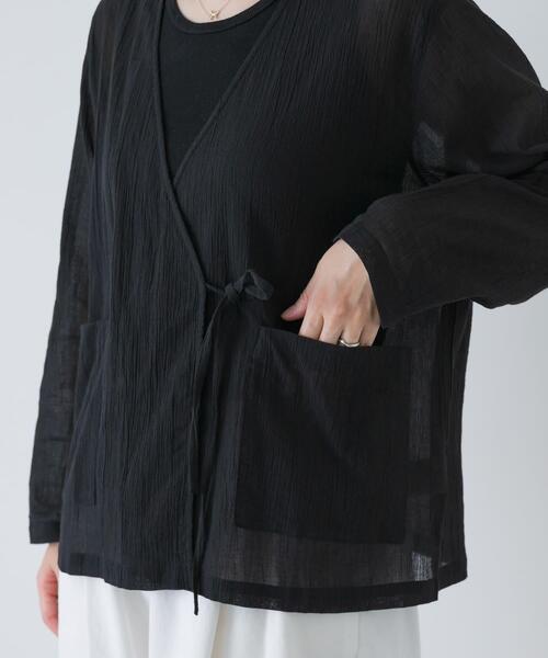 かぐれ（カグレ）の「シアーカシュクールカーデシャツ（シャツ/ブラウス・レディース・ブラック/ナチュラル・FREE）」の10枚目の写真