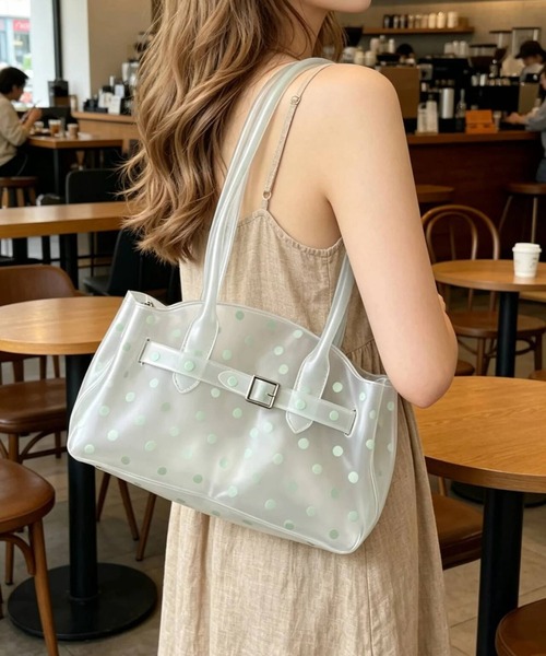 LA VORAGINE(ラ ヴォラジネ)の「ジェリートートバッグドット柄/Jelly bag(トートバッグ・レディース・グリーン/A・FREE)」の2枚目の写真