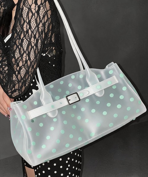 LA VORAGINE(ラ ヴォラジネ)の「ジェリートートバッグドット柄/Jelly bag(トートバッグ・レディース・グリーン/A・FREE)」の3枚目の写真