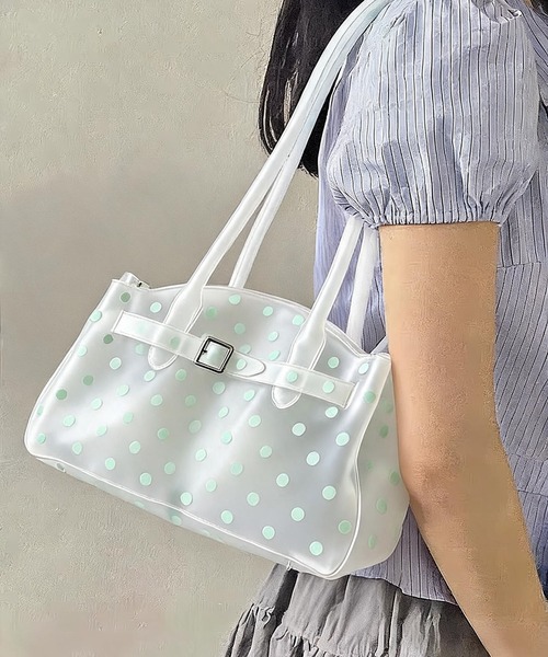 LA VORAGINE(ラ ヴォラジネ)の「ジェリートートバッグドット柄/Jelly bag(トートバッグ・レディース・グリーン/A・FREE)」の5枚目の写真