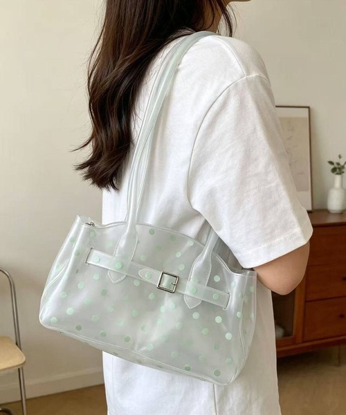 LA VORAGINE(ラ ヴォラジネ)の「ジェリートートバッグドット柄/Jelly bag(トートバッグ・レディース・グリーン/A・FREE)」の7枚目の写真