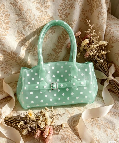LA VORAGINE(ラ ヴォラジネ)の「ジェリートートバッグドット柄/Jelly bag(トートバッグ・レディース・グリーン/A・FREE)」の18枚目の写真