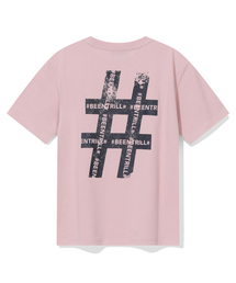 ウィメンズヴィンテージハッシュタグ半袖Tシャツ(ライトピンク)