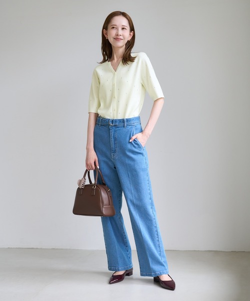 ROPE' PICNIC(ロペピクニック)の「ラインストーンキーネックカーディガン(カーディガン/ボレロ・レディース・グレー/キナリ/ブラック・FREE)」の12枚目の写真