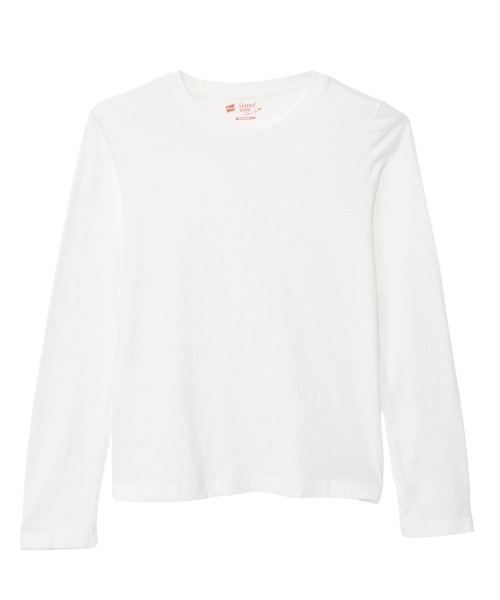 HANES(ヘインズ)の「【Hanes/ヘインズ】レディース Japan Fit for HER【2枚組】クルーネックロングスリーブTシャツ(Tシャツ/カットソー・レディース・ホワイト・LARGE/MEDIUM)」の7枚目の写真