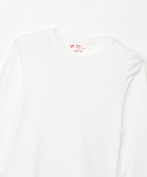 HANES(ヘインズ)の「【Hanes/ヘインズ】レディース Japan Fit for HER【2枚組】クルーネックロングスリーブTシャツ(Tシャツ/カットソー・レディース・ホワイト・LARGE/MEDIUM)」の9枚目の写真