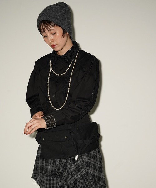 chuclla(チュクラ)の「レースカラー ステッチブラウス chw26a108(シャツ/ブラウス・レディース・ホワイト/ブラック・FREE)」の18枚目の写真