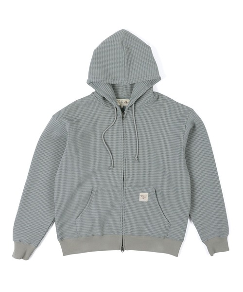 The DUFFER of ST.GEORGE(ザダファーオブセントジョージ)の「WAFFLE ZIP HOODIE:ワッフル ジップ フーディー / フルジップパーカー(パーカー・メンズ・ブルー/グレー・X-LARGE/LARGE/MEDIUM)」の9枚目の写真