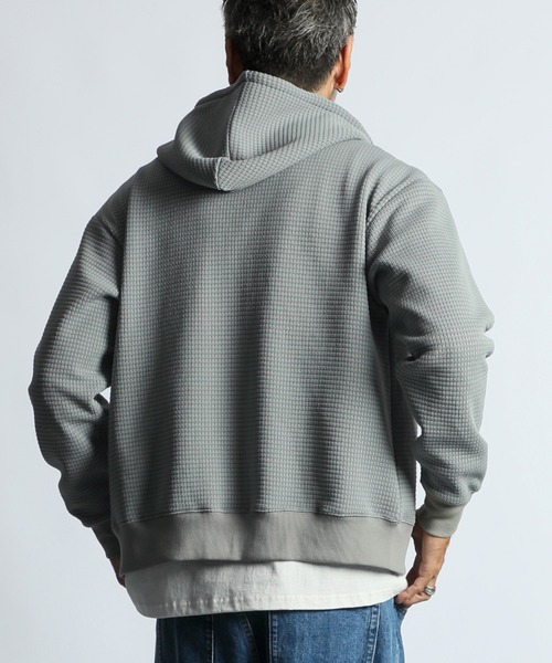 The DUFFER of ST.GEORGE(ザダファーオブセントジョージ)の「WAFFLE ZIP HOODIE:ワッフル ジップ フーディー / フルジップパーカー(パーカー・メンズ・ブルー/グレー・X-LARGE/LARGE/MEDIUM)」の8枚目の写真