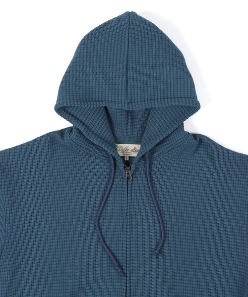 The DUFFER of ST.GEORGE(ザダファーオブセントジョージ)の「WAFFLE ZIP HOODIE:ワッフル ジップ フーディー / フルジップパーカー(パーカー・メンズ・ブルー/グレー・X-LARGE/LARGE/MEDIUM)」の12枚目の写真