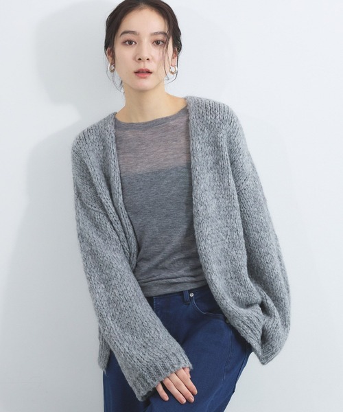 TRICOTS JEAN MARC（トリコットジーンマルク）の「BARNYARDSTORM / TRICOTS JEAN MARC / Vネックカーディガン（カーディガン/ボレロ・レディース・グレー/モカ/イエロー・FREE）」の2枚目の写真