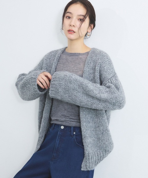 TRICOTS JEAN MARC（トリコットジーンマルク）の「BARNYARDSTORM / TRICOTS JEAN MARC / Vネックカーディガン（カーディガン/ボレロ・レディース・グレー/モカ/イエロー・FREE）」の18枚目の写真