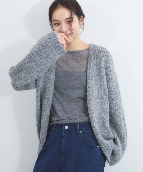 TRICOTS JEAN MARC（トリコットジーンマルク）の「BARNYARDSTORM / TRICOTS JEAN MARC / Vネックカーディガン（カーディガン/ボレロ・レディース・グレー/モカ/イエロー・FREE）」の4枚目の写真