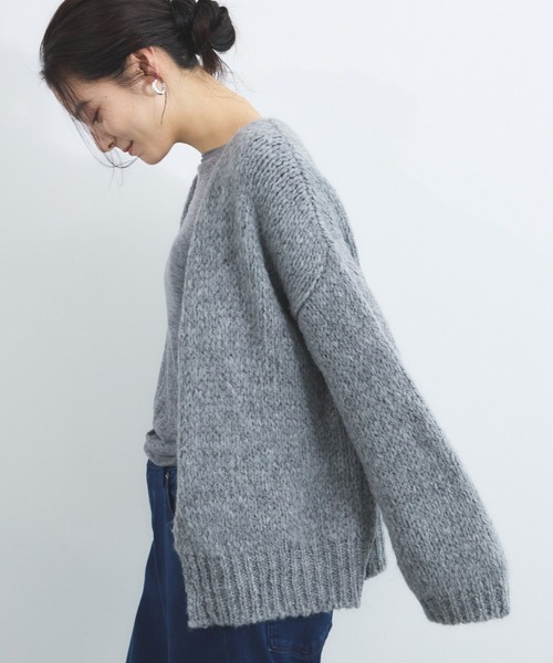 TRICOTS JEAN MARC（トリコットジーンマルク）の「BARNYARDSTORM / TRICOTS JEAN MARC / Vネックカーディガン（カーディガン/ボレロ・レディース・グレー/モカ/イエロー・FREE）」の5枚目の写真