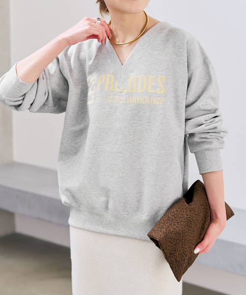 Spick & Span(スピックアンドスパン)の「《別注 / 》LA HUTTE Vネックスウェット*(スウェット・レディース・ライトグレー/ネイビー/アイボリー・FREE)」の7枚目の写真