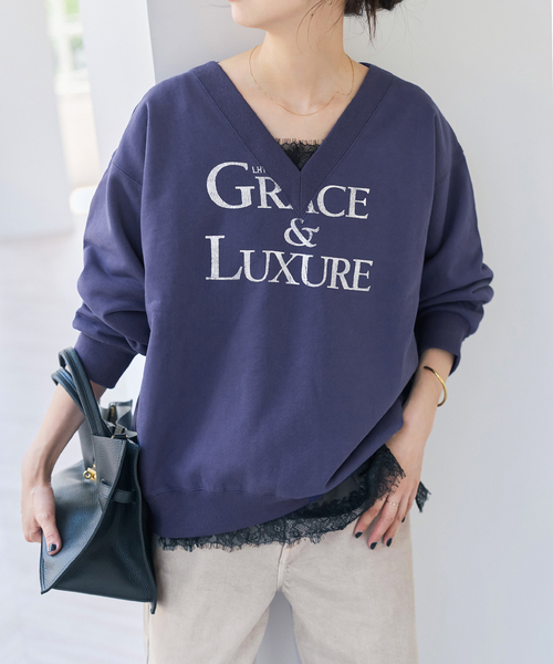 Spick & Span(スピックアンドスパン)の「《別注 / 》LA HUTTE Vネックスウェット*(スウェット・レディース・ライトグレー/ネイビー/アイボリー・FREE)」の20枚目の写真