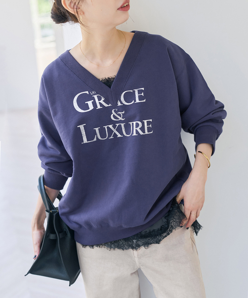 Spick & Span(スピックアンドスパン)の「《別注 / 》LA HUTTE Vネックスウェット*(スウェット・レディース・ライトグレー/ネイビー/アイボリー・FREE)」の21枚目の写真