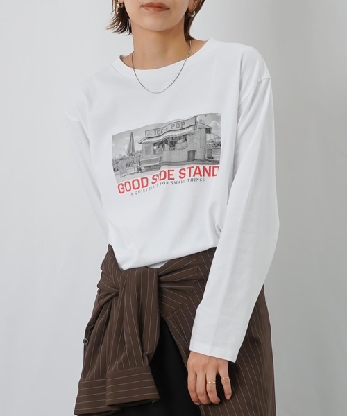 LUCA/LADY LUCK LUCA（ルカ/レディラックルカ）の「LC/LLL フォトプリントロンT（Tシャツ/カットソー・レディース・チャコールグレー/オフホワイト/ブラック・FREE）」の4枚目の写真