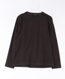 *Tシャツ メンズ 長袖 ストレッチ クルーネック 綿混 千鳥格子 ジャガード
