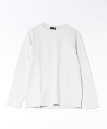 *Tシャツ メンズ 長袖 ストレッチ クルーネック 綿混 千鳥格子 ジャガード