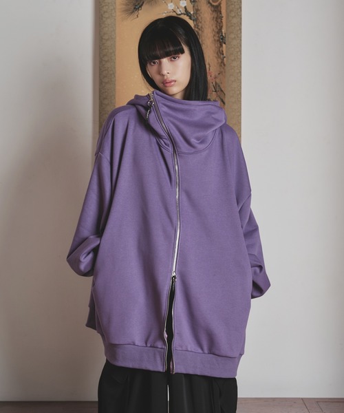 狐独（コドク）の「狐刺繍アシメジップフーディ（パーカー・メンズ・パープル/ブラック/パープル系その他/ブラック系その他/グレー系その他/チャコールグレー・LARGE/MEDIUM）」の16枚目の写真