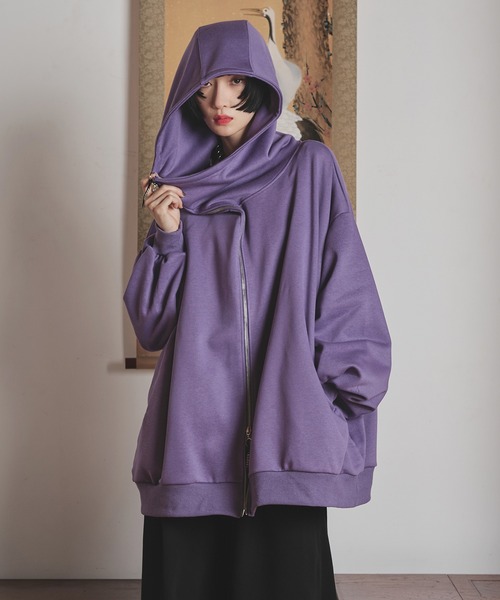 狐独（コドク）の「狐刺繍アシメジップフーディ（パーカー・メンズ・パープル/ブラック/パープル系その他/ブラック系その他/グレー系その他/チャコールグレー・LARGE/MEDIUM）」の22枚目の写真