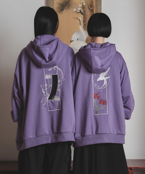 狐独（コドク）の「狐刺繍アシメジップフーディ（パーカー・メンズ・パープル/ブラック/パープル系その他/ブラック系その他/グレー系その他/チャコールグレー・LARGE/MEDIUM）」の13枚目の写真
