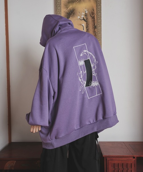 狐独（コドク）の「狐刺繍アシメジップフーディ（パーカー・メンズ・パープル/ブラック/パープル系その他/ブラック系その他/グレー系その他/チャコールグレー・LARGE/MEDIUM）」の18枚目の写真
