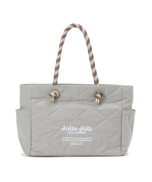 Jolie Joli(ジョリージョリ)の「【Jolie Joli/ジョリージョリ】ダイヤキルト ロープハンドル トートバッグ(トートバッグ・レディース・ブラック/ネイビー/グレー/グレイッシュベージュ・FREE)」の2枚目の写真